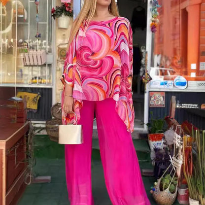 Completo LAVINIA estivo a due pezzi colorato in mussola di seta da donna🥰