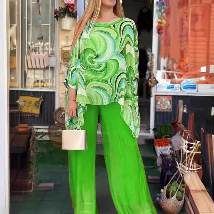 Completo LAVINIA estivo a due pezzi colorato in mussola di seta da donna🥰