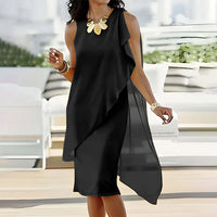 Abito CHLOE elegante senza maniche con scollo rotondo e maglia asimmetrica