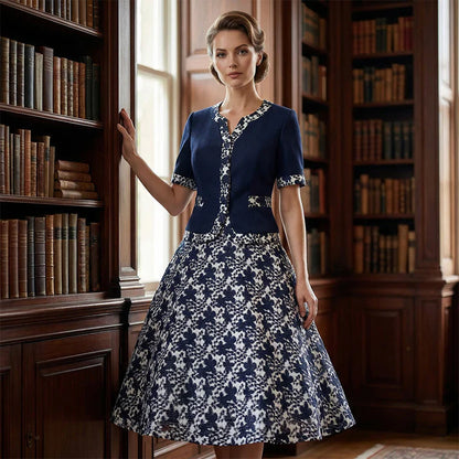Abito a trapezio con elegante stampa floreale