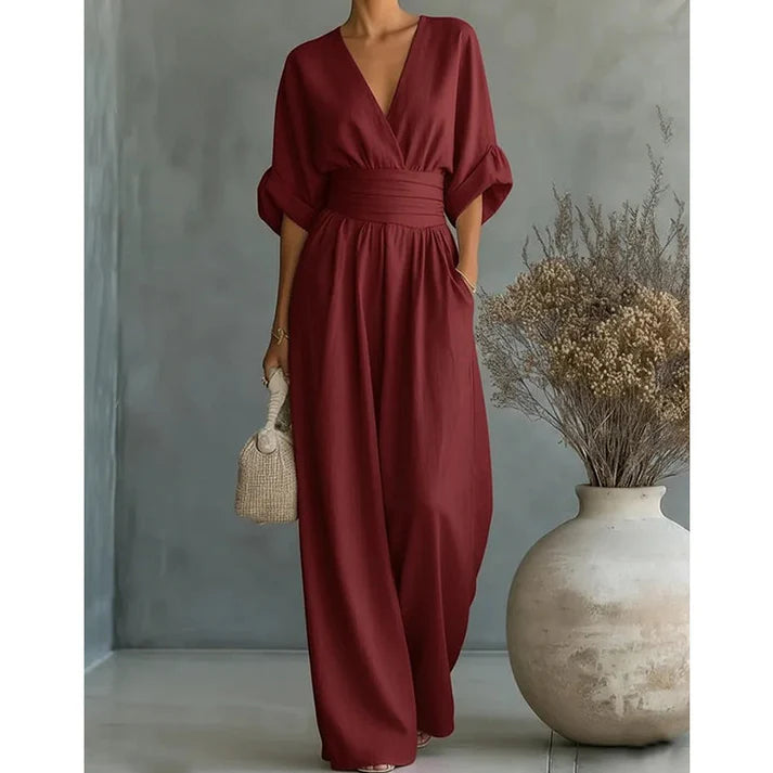 abito Elegante MATILDE con scollo a V e pantaloni a zampa