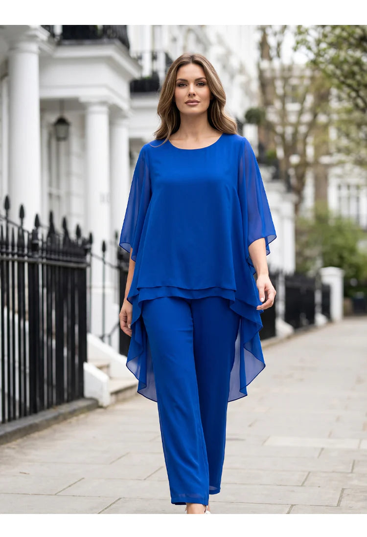 Set FEDERICA composto da top asimmetrico ampio e pantaloni a gamba larga