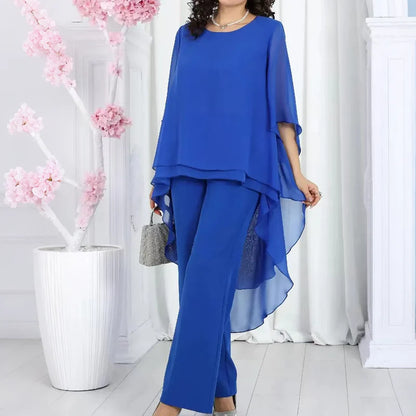 Set FEDERICA composto da top asimmetrico ampio e pantaloni a gamba larga