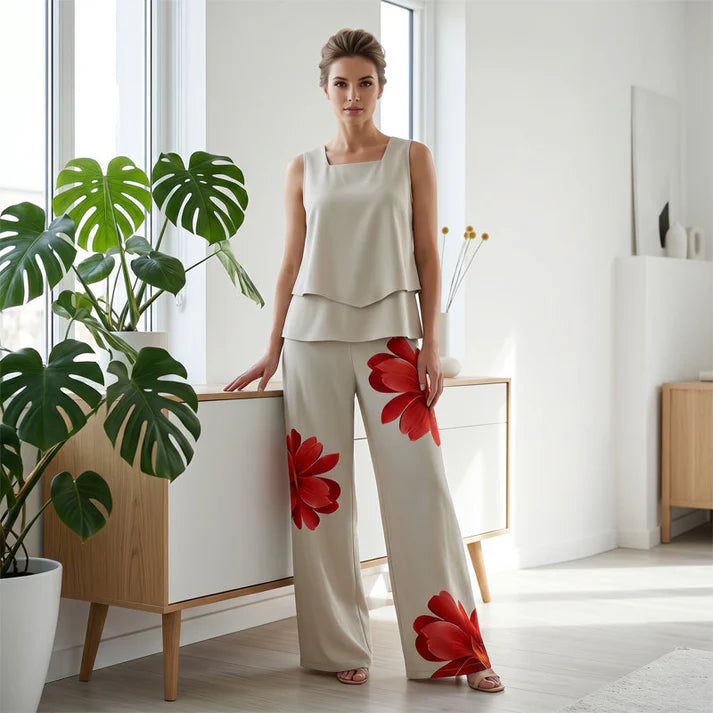Set DAFNE a due pezzi da donna con stampa floreale estiva