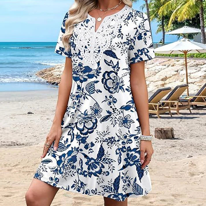 Abito casual da donna in stile bohémien con stampa floreale🌞💃